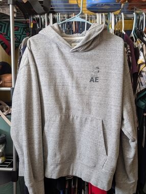 American Eagle Outfitters Men's Gray Hoodie Sweatshirt